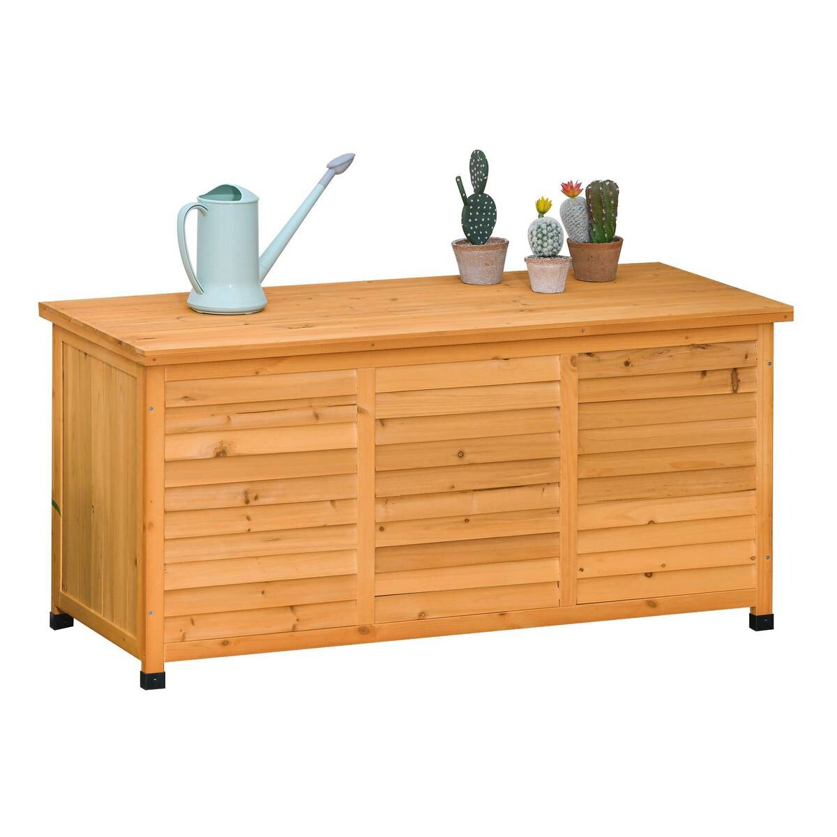 Outsunny Gartenschrank natur Holz B/H/L: ca. 56x60x127 cm