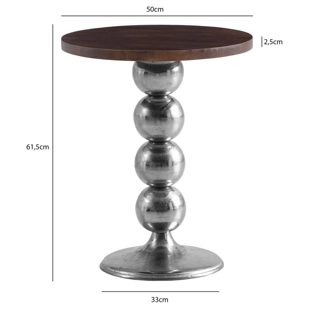 Beistelltisch silber Metall Mango B/H/T: ca. 50x62x50 cm