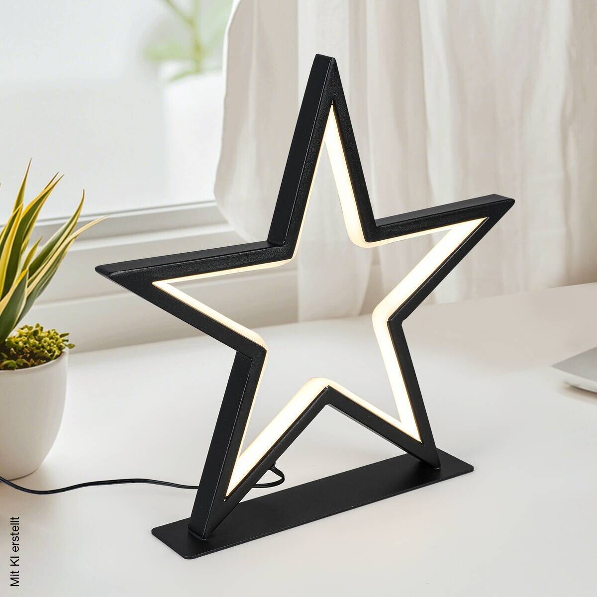 LED-Dekoleuchte Stella schwarz Metall B/T/L: ca. 33x5x32 cm