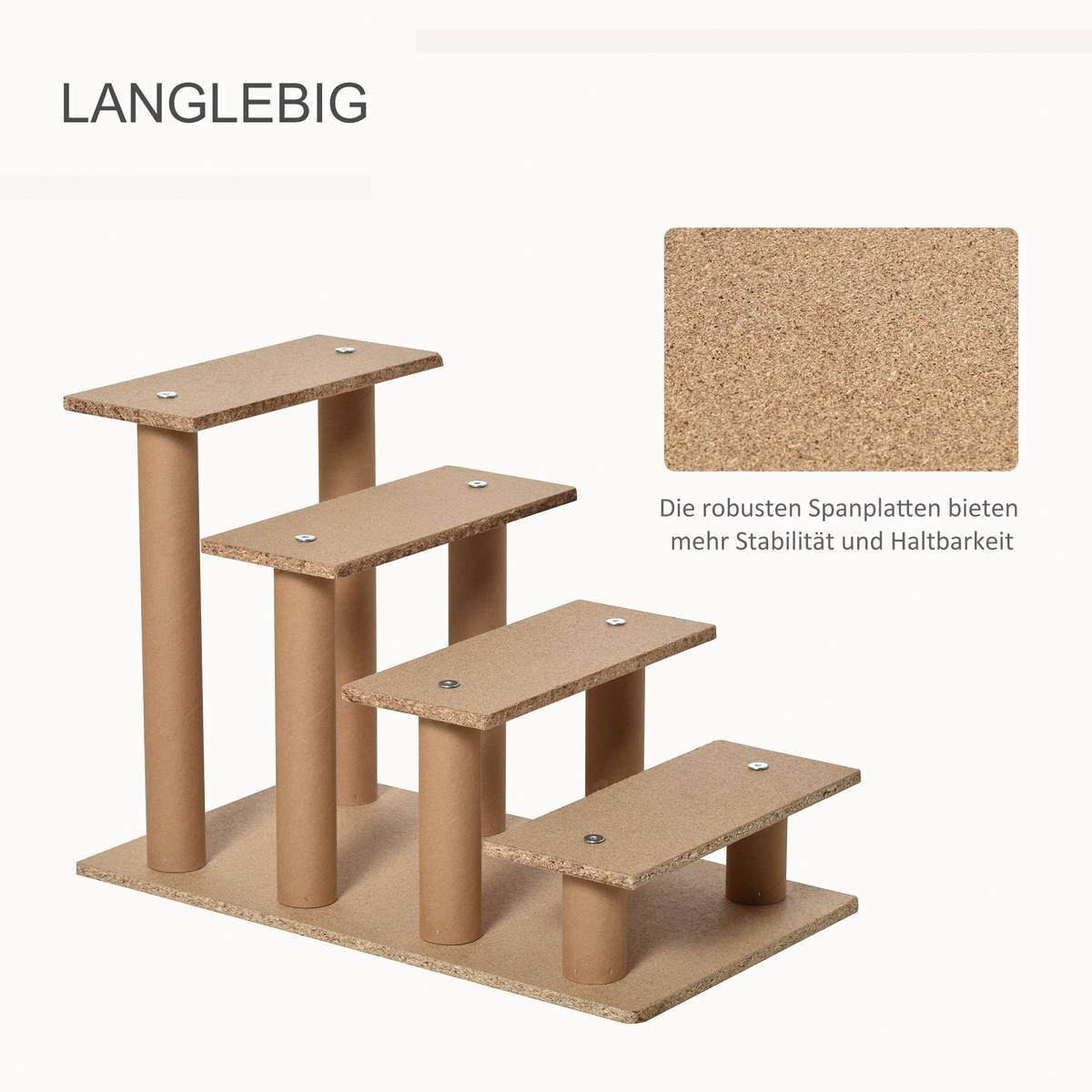PawHut Haustiertreppe grau Polyester B/H/L: ca. 35x44x60 cm