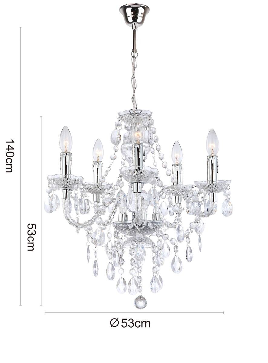 POCOline Kronleuchter Agatha transparent Acryl Metall B/H/L: ca. 51x149x51 cm E14 5 Brennstellen
