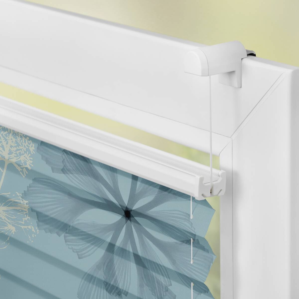 LICHTBLICK Spannplissee Aqua Floral blau B/L: ca. 80x130 cm