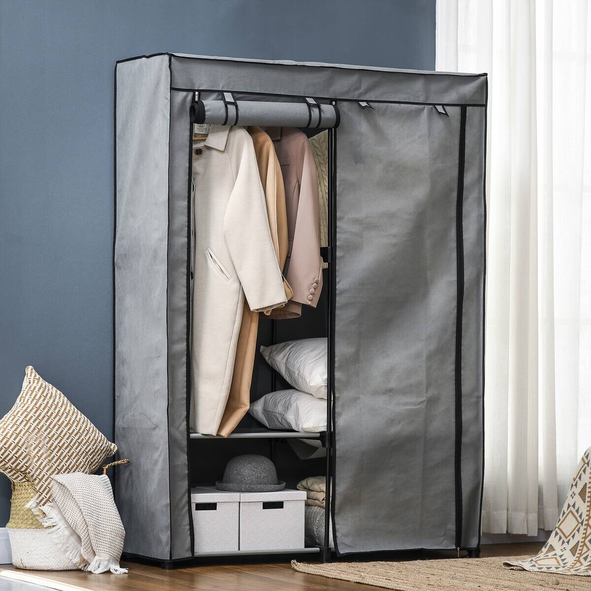 HOMCOM Kleiderschrank hellgrau Polypropylen B/H/L: ca. 49x118x170 cm