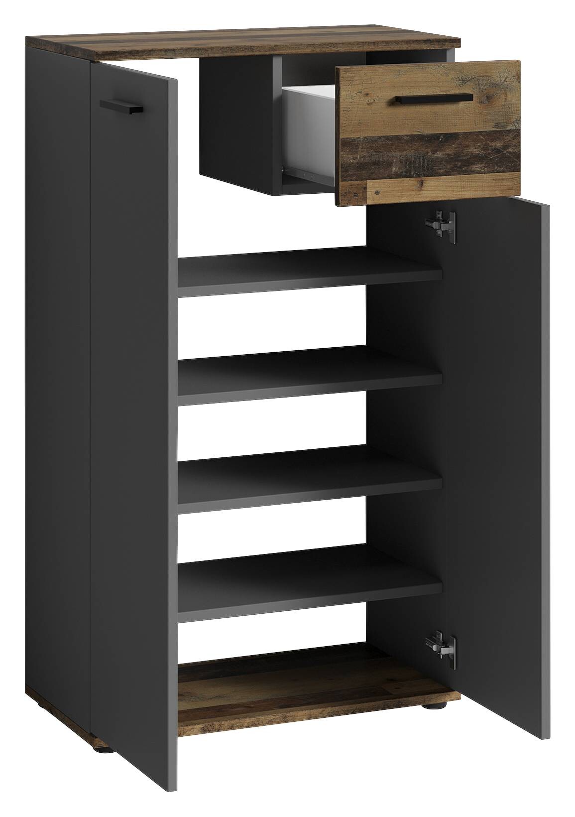 Schuhkommode JAKOB Eiche Old Wood Nachbildung anthrazit B/H/T: ca. 60x102x30 cm