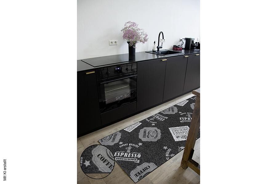 Küchenläufer Coffe Patterns grau B/L: ca. 67x180 cm