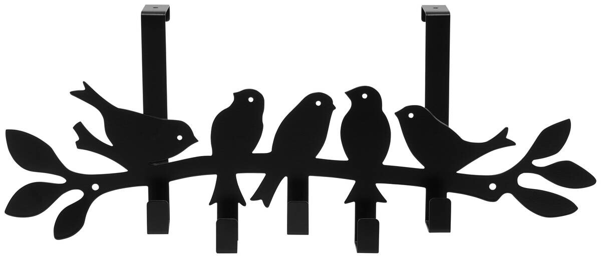 Garderobenleiste Birds schwarz Metall B/H/T: ca. 48x19x7 cm