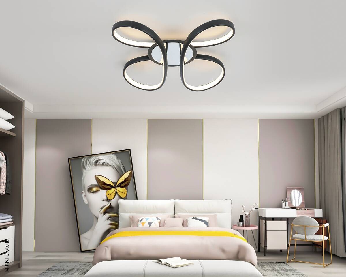 Nolo LED-Deckenleuchte Markus Chrom schwarz Kunststoff Metall B/H/L: ca. 48x12x48 cm 2 Brennstellen