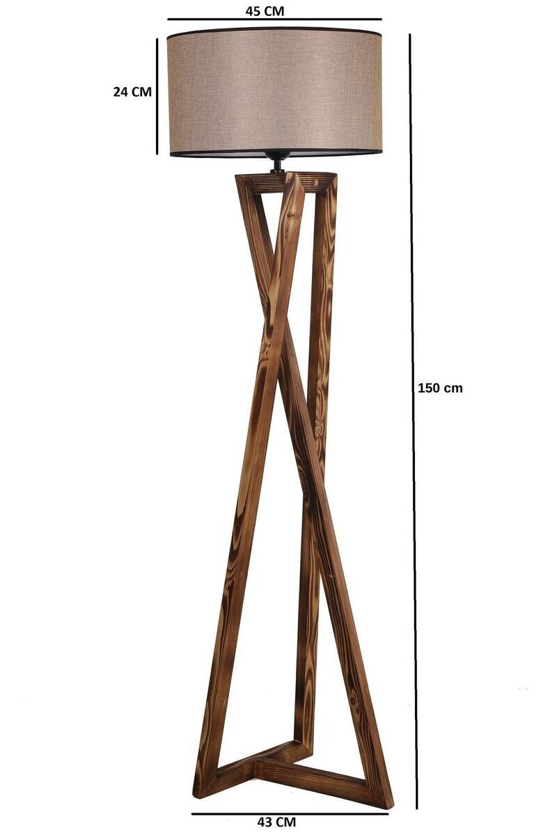 Stehleuchte braun Stoff B/H/L/D: ca. 45x150x45x45 cm E27 1 Brennstellen