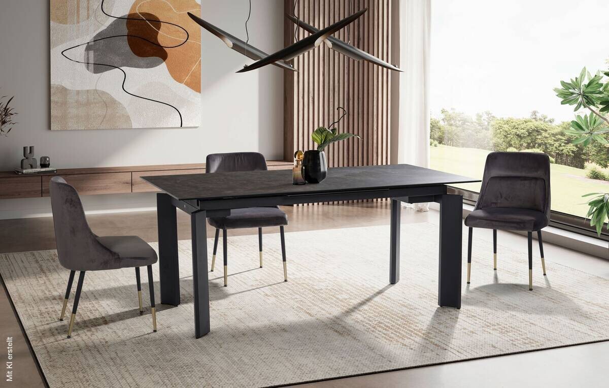Esstisch schwarz Marmor Optik B/H/T: ca. 180x77x95 cm