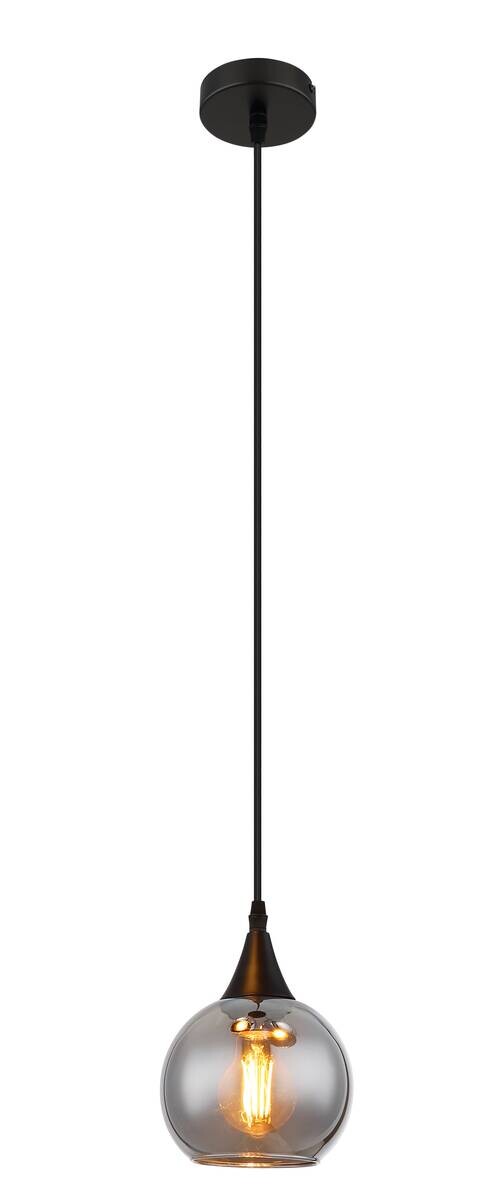 GLOBO Pendelleuchte Nika schwarz Glas Metall H/D: ca. 120x15 cm null 1 Brennstellen