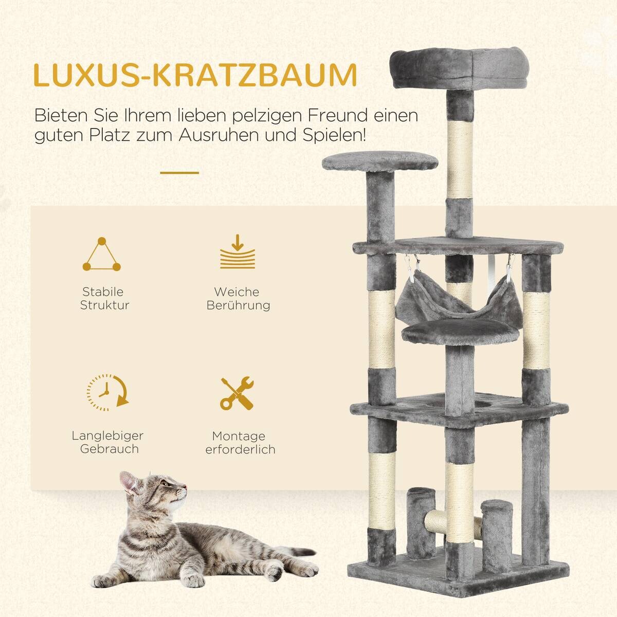 PawHut Katzen-Zubehör grau Edelstahl B/H/L: ca. 40x40x132 cm