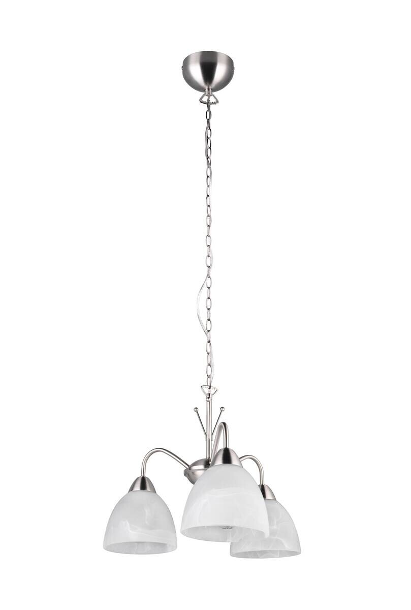Reality Pendelleuchte Dobby nickel weiß Glas PVC Metall H/D: ca. 150x43 cm E27 3 Brennstellen