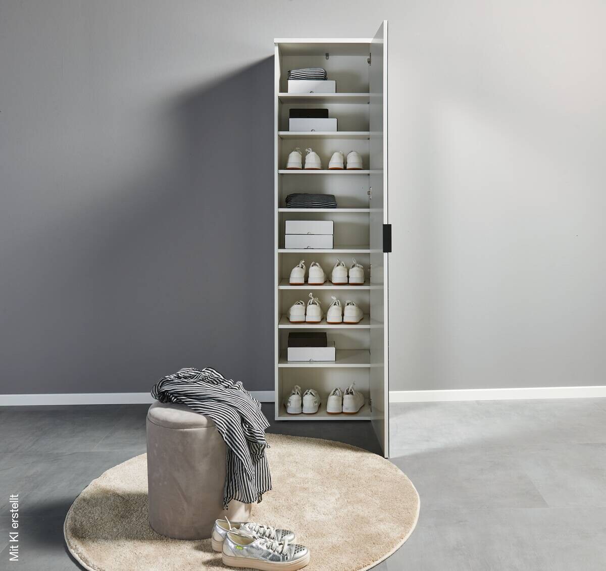 Schuhschrank Lincoln weiß glänzend B/H/T: ca. 50x190x35 cm