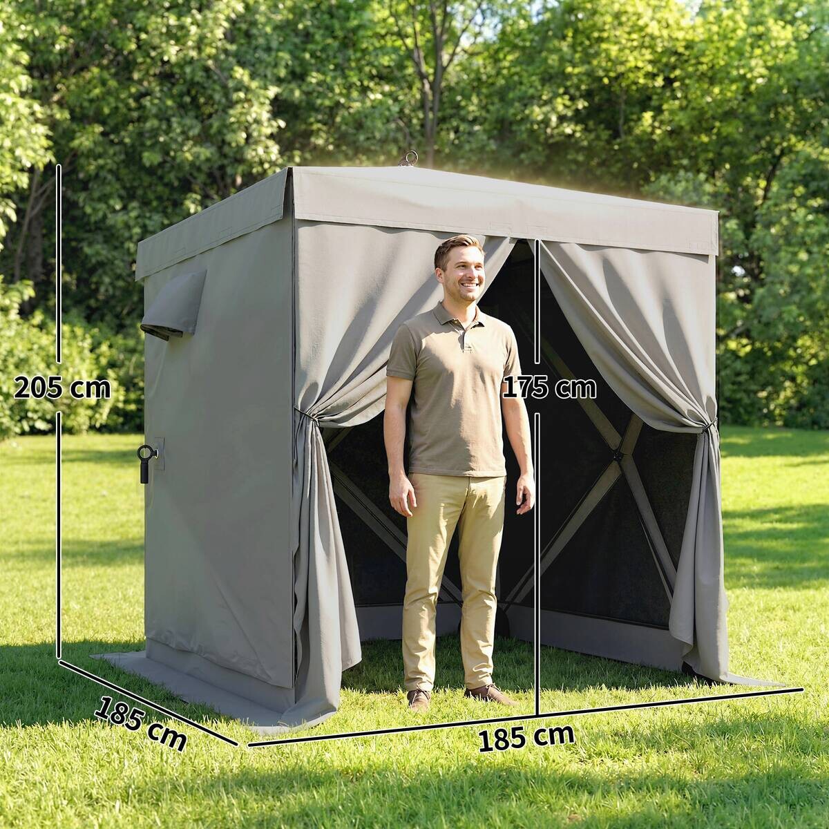 Outsunny Pavillon dunkelgrau Polyester B/H/L: ca. 185x205x185 cm