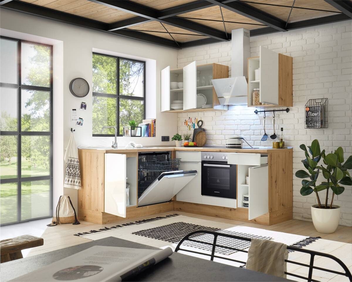 Respekta Winkelküche Marleen weiß Hochglanz B/H/T: ca. 211x220x170 cm