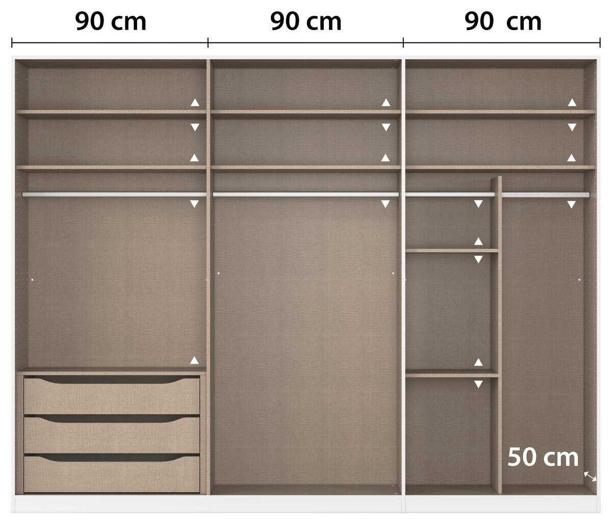 Kleiderschrank Alabama grau B/H/T: ca. 271x210x54 cm