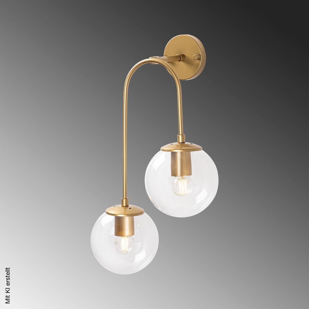 Opviq Wandleuchte gold Metall Glas B/H/L: ca. 24x55x30 cm E14 2 Brennstellen
