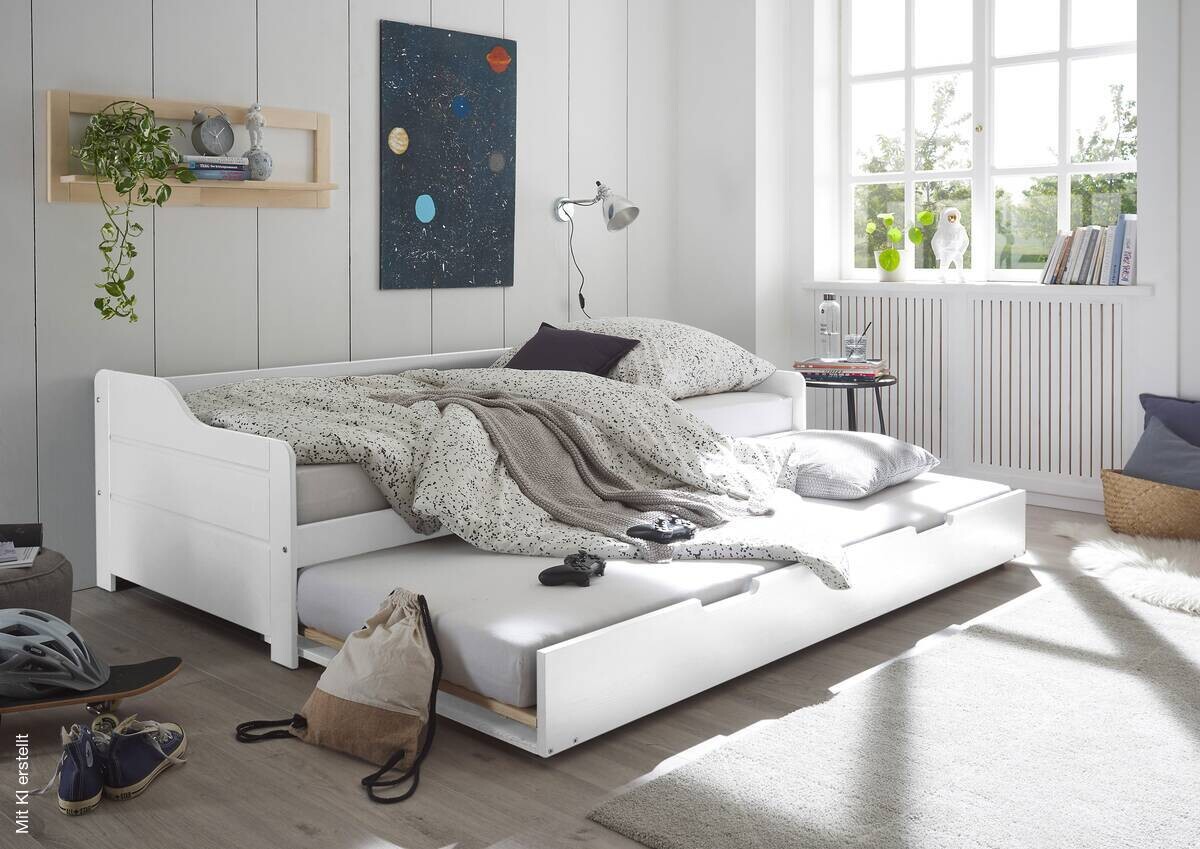 Funktionsbett Jesse kiefer weiß Liegefläche B/L: ca. 90x200 cm