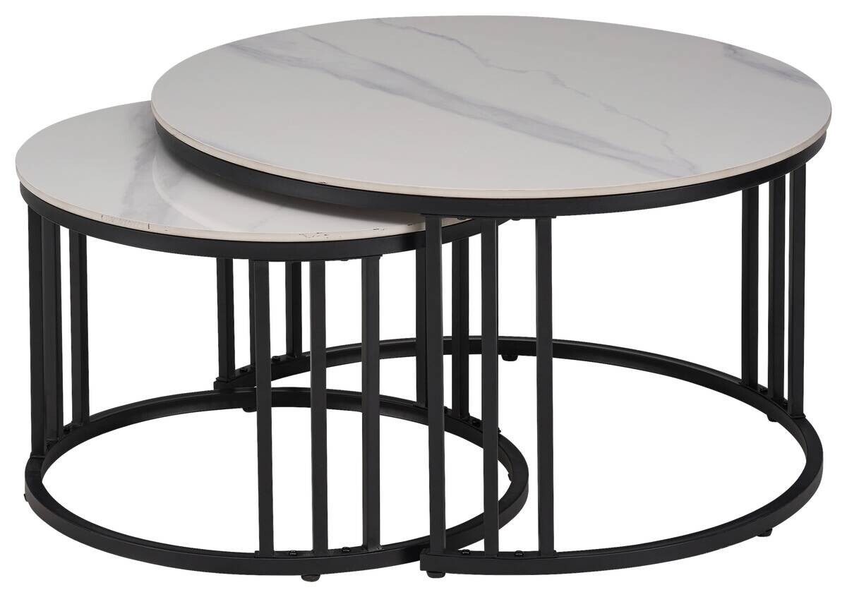 Couchtisch weiß Stein Optik H/D: ca. 45,5x80 cm