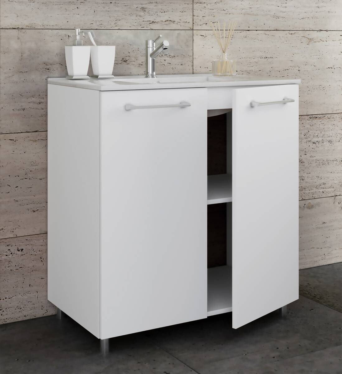 Badblock 2tlg-Gilos weiß weiß B/H/T: ca. 60x86x46 cm