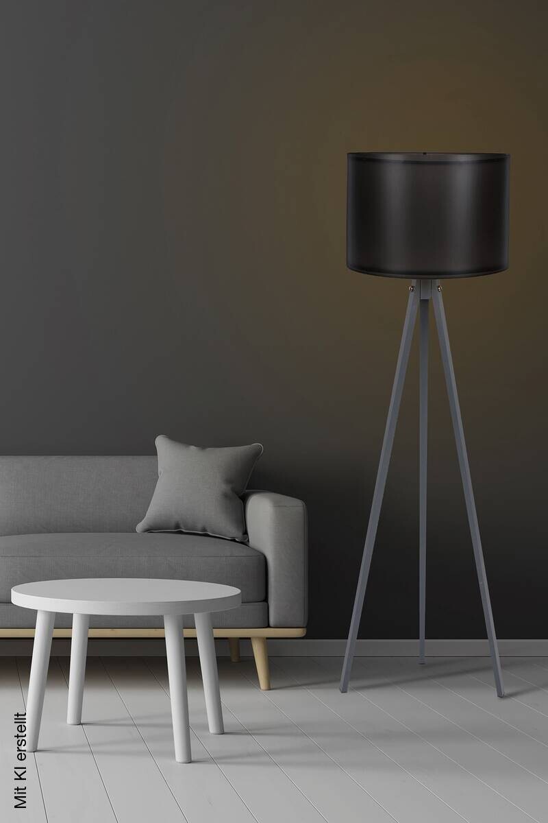 Opviq Stehlampe grau schwarz MDF Polypropylen B/H/L: ca. 38x145x38 cm E27 1 Brennstellen