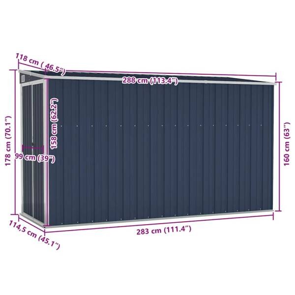 vidaXL Gartenhaus anthrazit B/H/T: ca. 118x178x288 cm