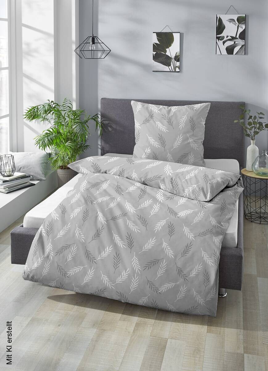 Baumwoll Bettwäsche Seersucker grau 60% Baumwolle, 40% Polyester B/L: ca. 135x200 cm