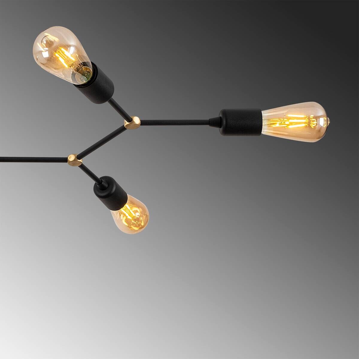 Opviq Deckenleuchte Sparrow schwarz Metall B/H/T/L/D: ca. 48x20x48x95x10 cm E27 6 Brennstellen