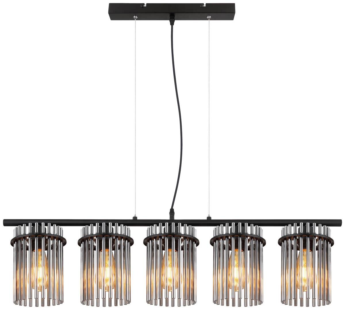 GLOBO Pendelleuchte Garley schwarz Metall B/H: ca. 90x120 cm E27 5 Brennstellen