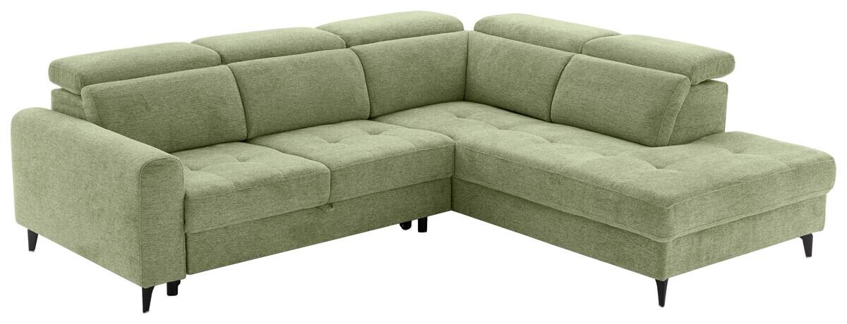 Ecksofa mit Bettfunktion hellgrün Flachgewebe B/H/T: ca. 258x96x221 cm