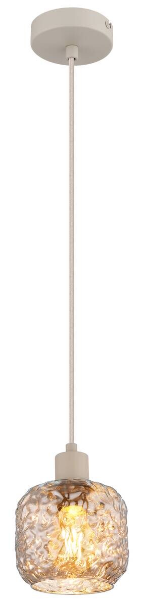 GLOBO Hängeleuchte Rauch beige Glas Metall B/H/L: ca. 18x24x18 cm E27 1 Brennstellen