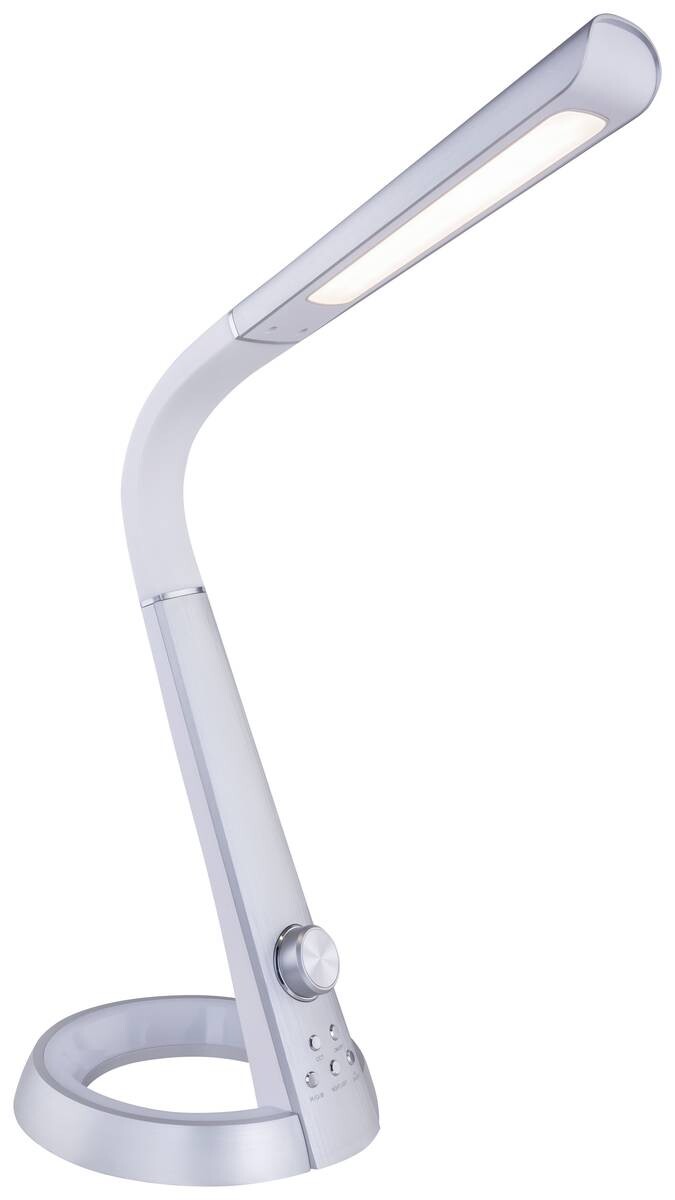 GLOBO Tischleuchte 58376S silber weiß Kunststoff Metall B/H/T: ca. 34x64x18 cm 1 Brennstellen