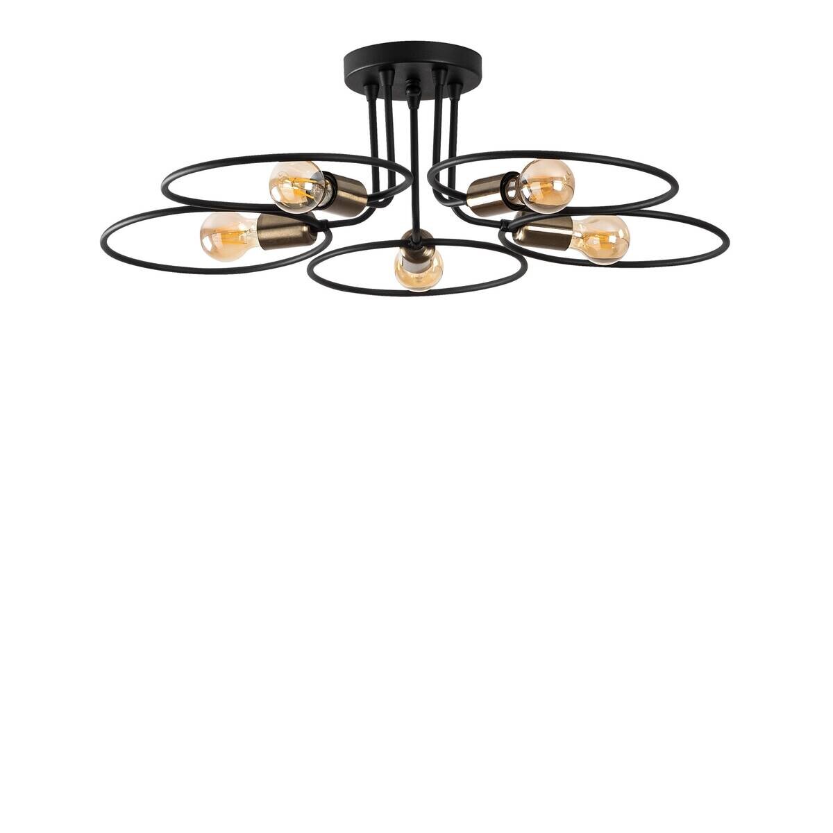 Opviq Deckenleuchte Circle-1346 schwarz Eisen B/H/T/L/D: ca. 73x22x73x73x73 cm E27 5 Brennstellen