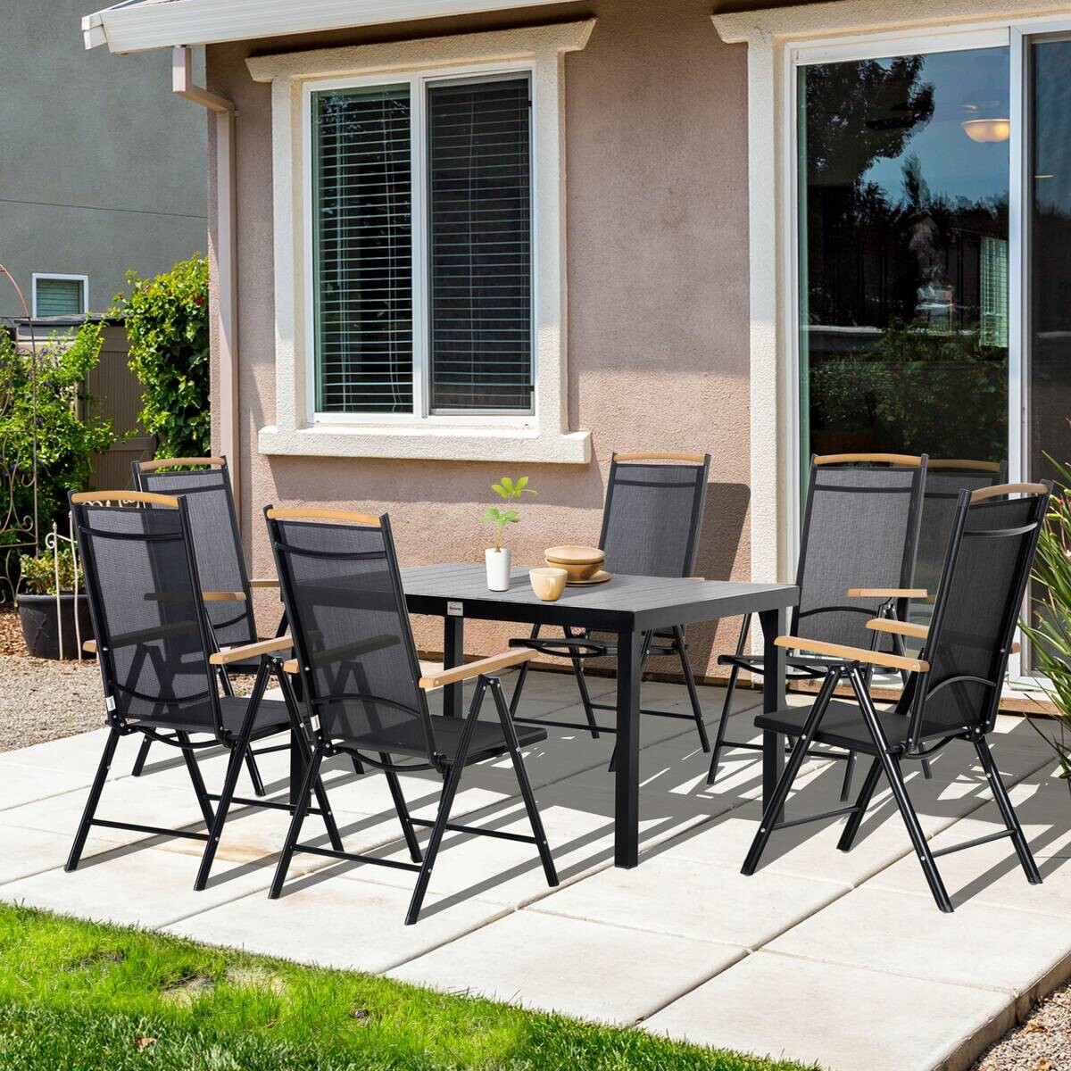 Outsunny Gartensitzgruppe schwarz Aluminium B/H/L: ca. 90x74x140 cm