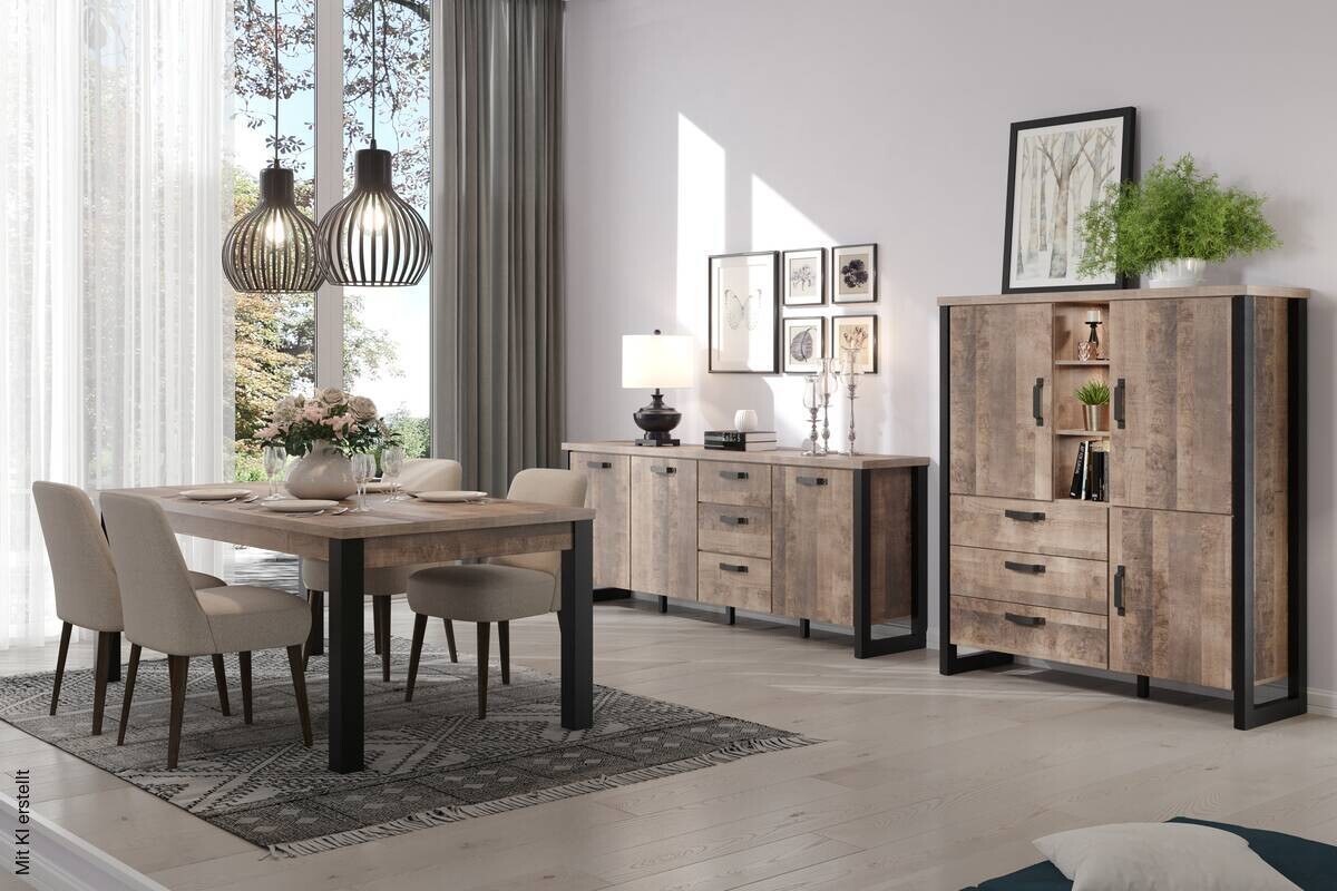 Sideboard Emile Eiche Tabak Nachbildung B/H/T: ca. 214x86x45 cm