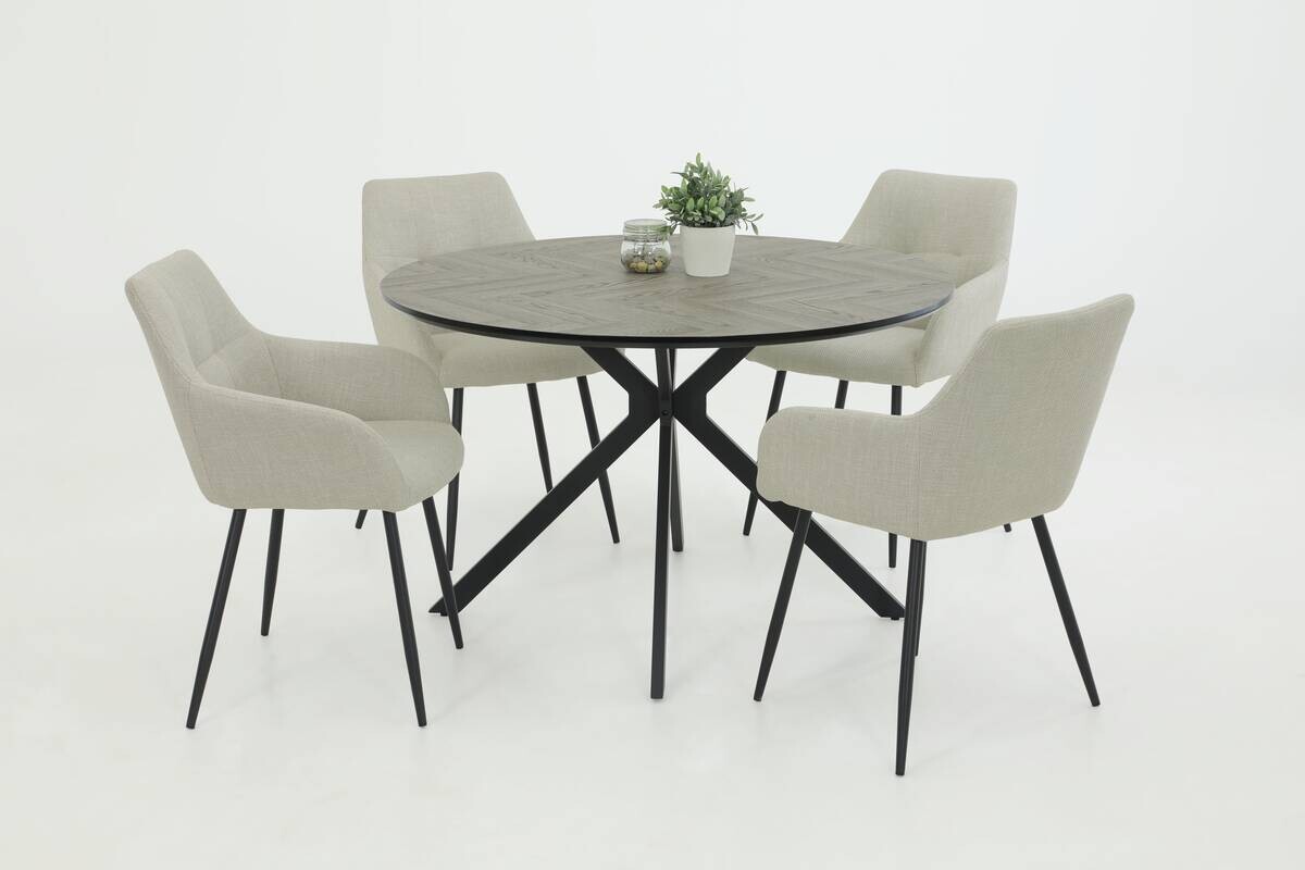 Armlehnstuhl Maria, 2er-Set beige Microfaser Webstoff B/H/T: ca. 55x84x61 cm