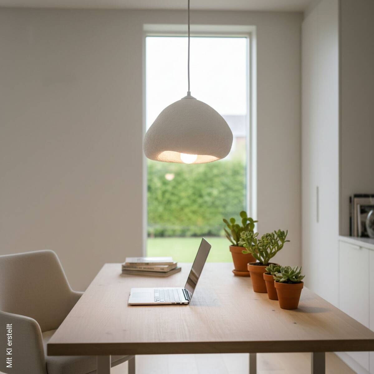 Opviq Pendelleuchte weiß Fiberglas Metall B/T/L: ca. 32x28x32 cm E27 1 Brennstellen