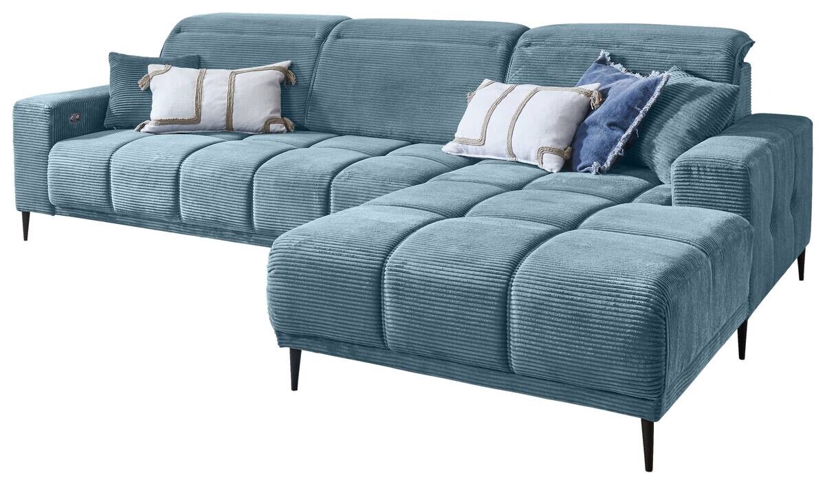 Ecksofa mit elektrischer Sitztiefenverstellung blau Polyester B/H/T: ca. 286x195x94 cm