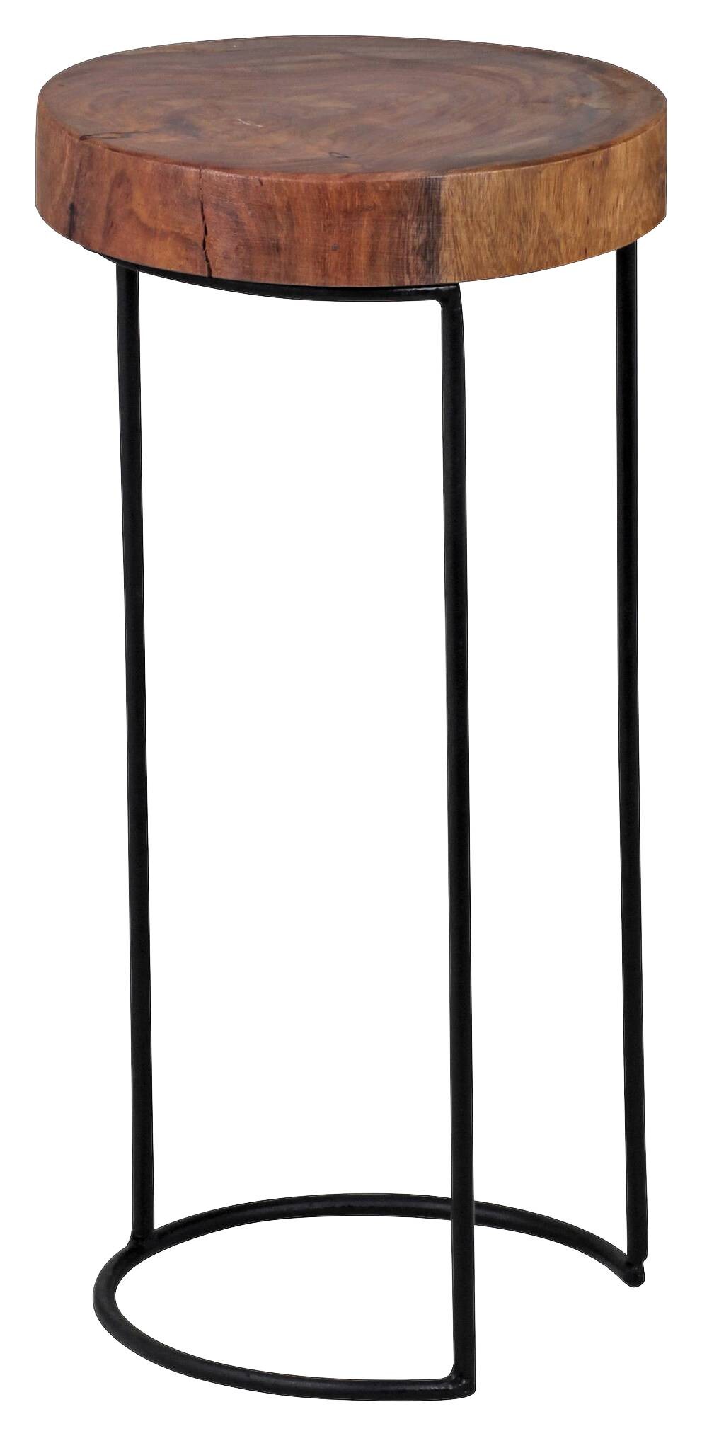 Beistelltisch natur schwarz Echtholz Metall B/H/T: ca. 28x55x28 cm