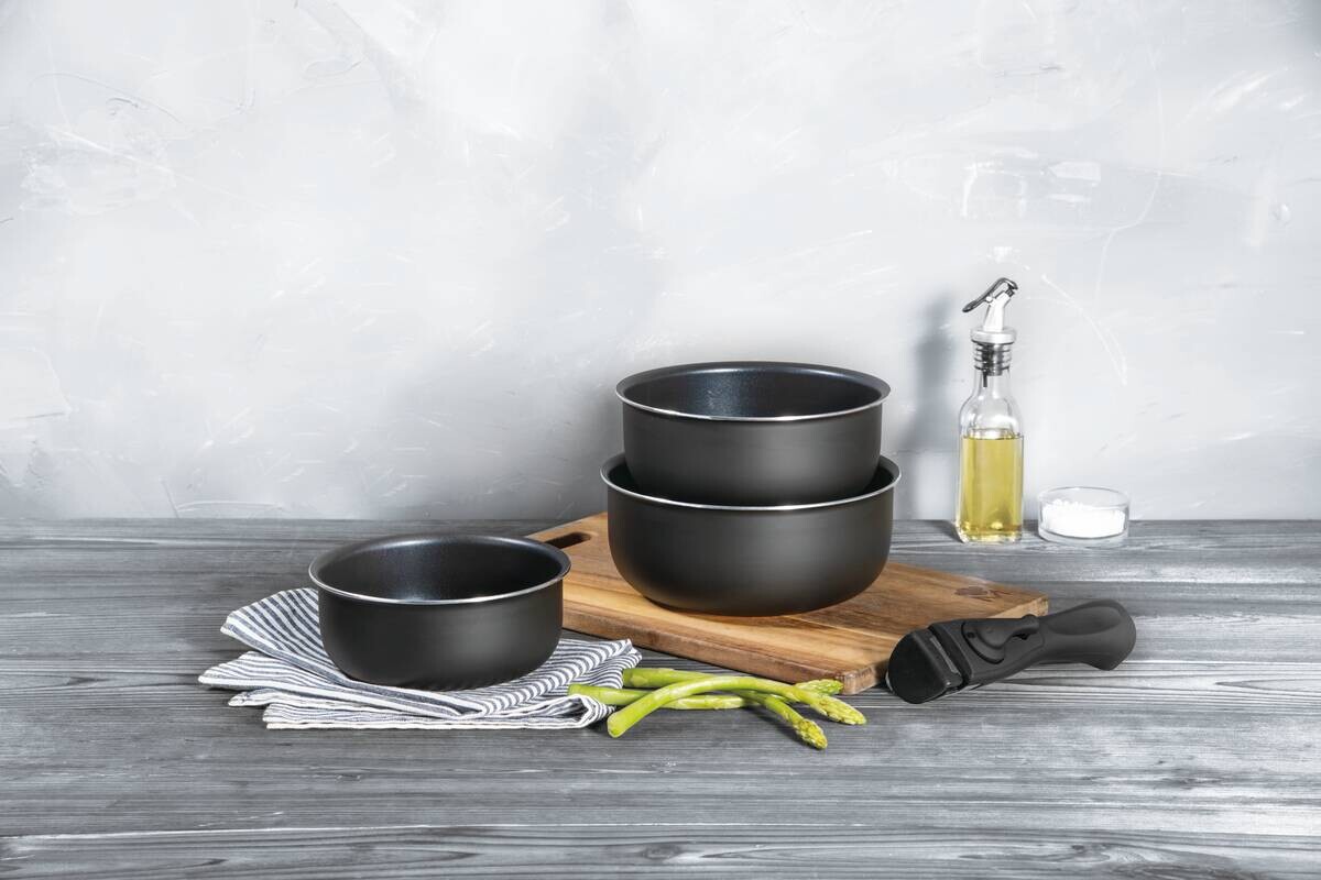 BERGNER Topfset CLICK & COOK schwarz Aluminium 4 tlg.