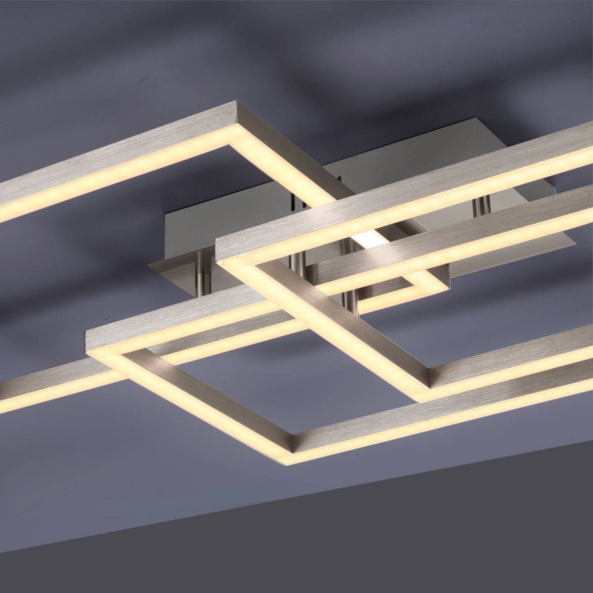 Just Light Smarte LED-Deckenleuchte MAXI 16431-55 stahlfarbig weiß Metall Kunststoff B/H/T: ca. 50x10,5x82 cm 3 Brennstellen