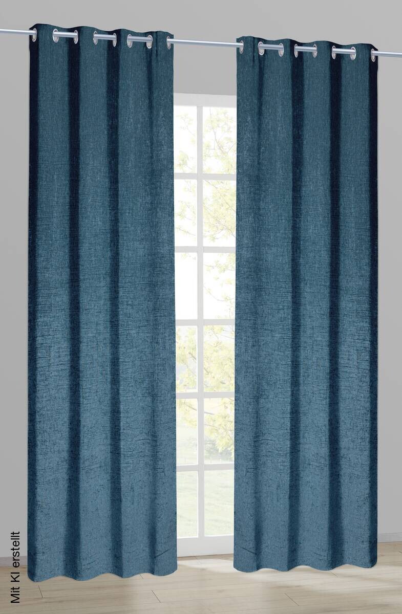 Ösenvorhang Chenille blau B/L: ca. 140x245 cm