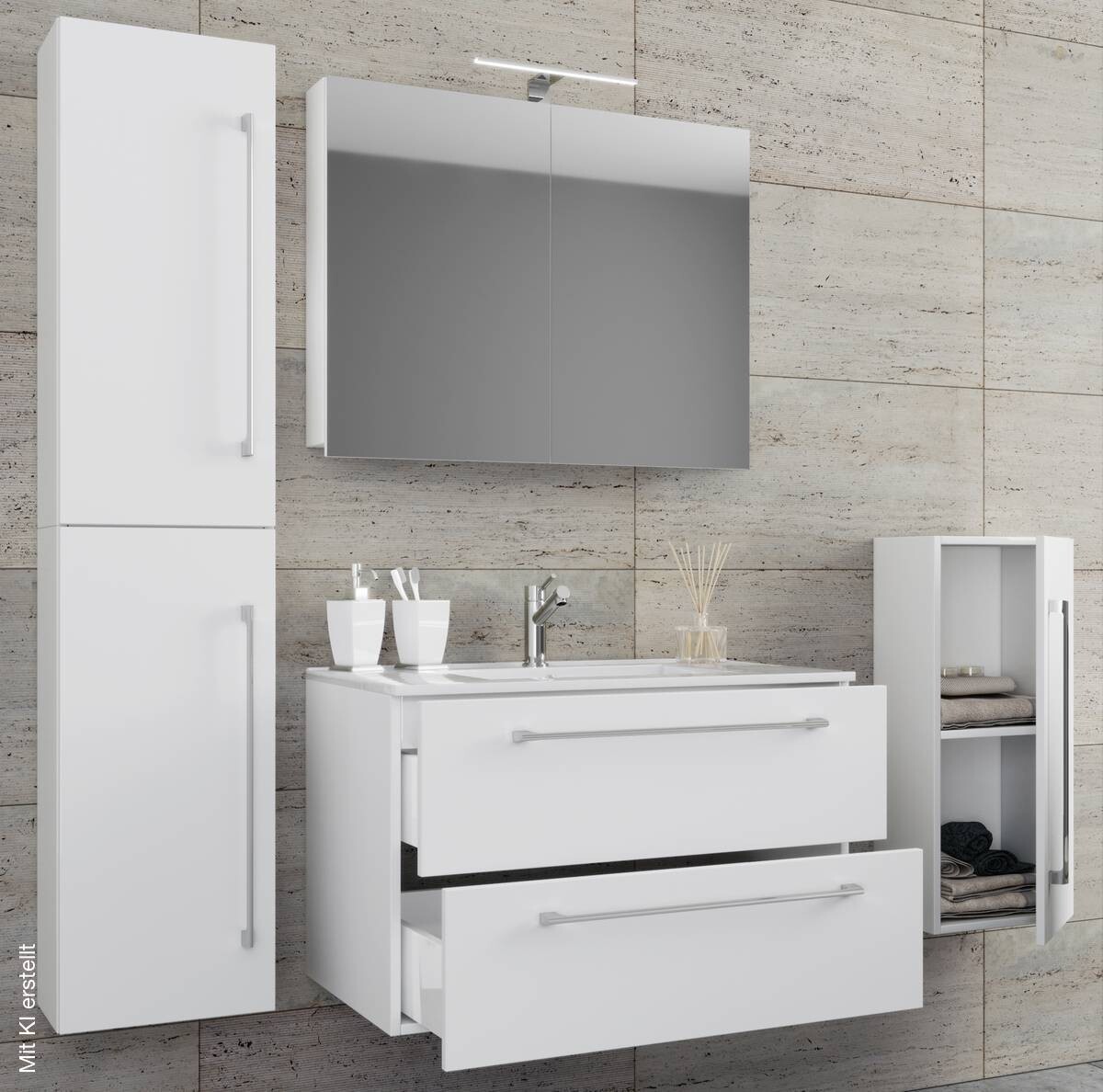 Waschplatz 5tlg-Badinos weiß B/H/T: ca. 80x50x46 cm