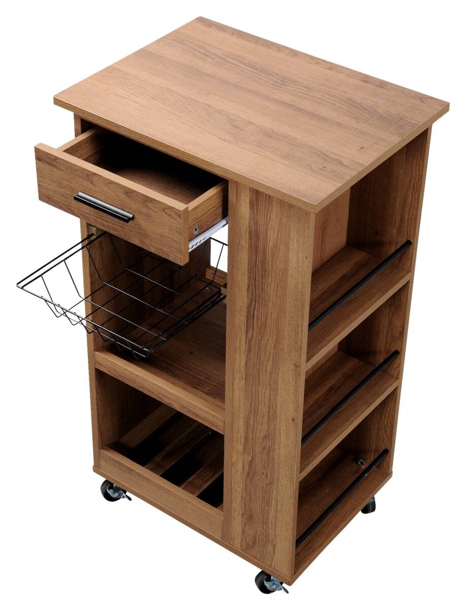 Kesper Küchenwagen walnuss Holz B/H/L: ca. 37x85x50 cm