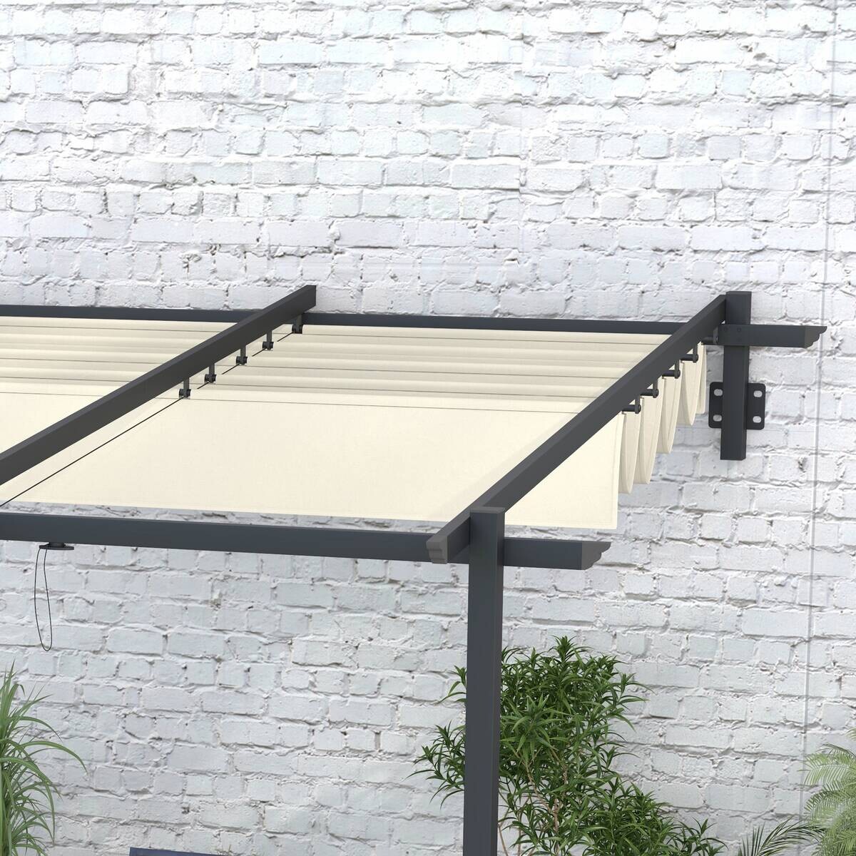 Outsunny Pergola cremeweiß Polyester B/H/L: ca. 297x230x297 cm