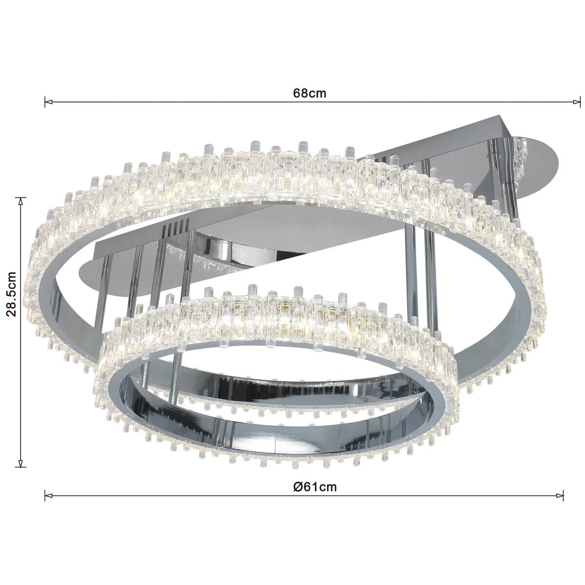 POCOline LED-Deckenleuchte Aurora Chrom Metall Acryl B/H/L: ca. 61x28,5x68 cm