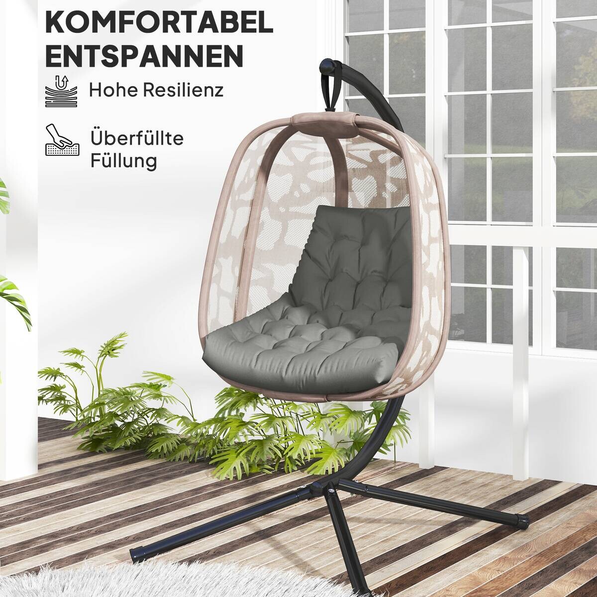 Outsunny Sitzkissen grau Schaumstoff B/H/L: ca. 100x8x120 cm