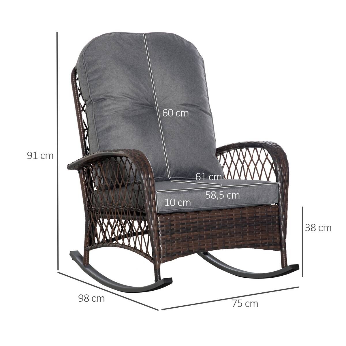 Outsunny Gartensessel braun Polypropylen B/H/L: ca. 98x75x91 cm