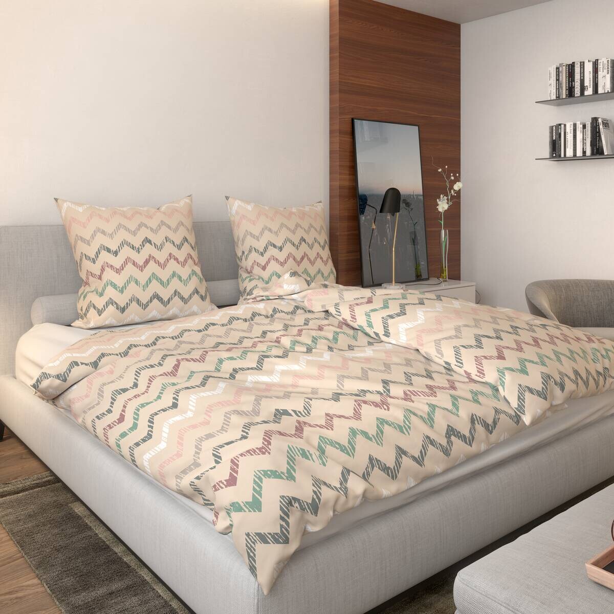 Microfaser Bettwäsche beige Polyester B/L: ca. 135x200 cm