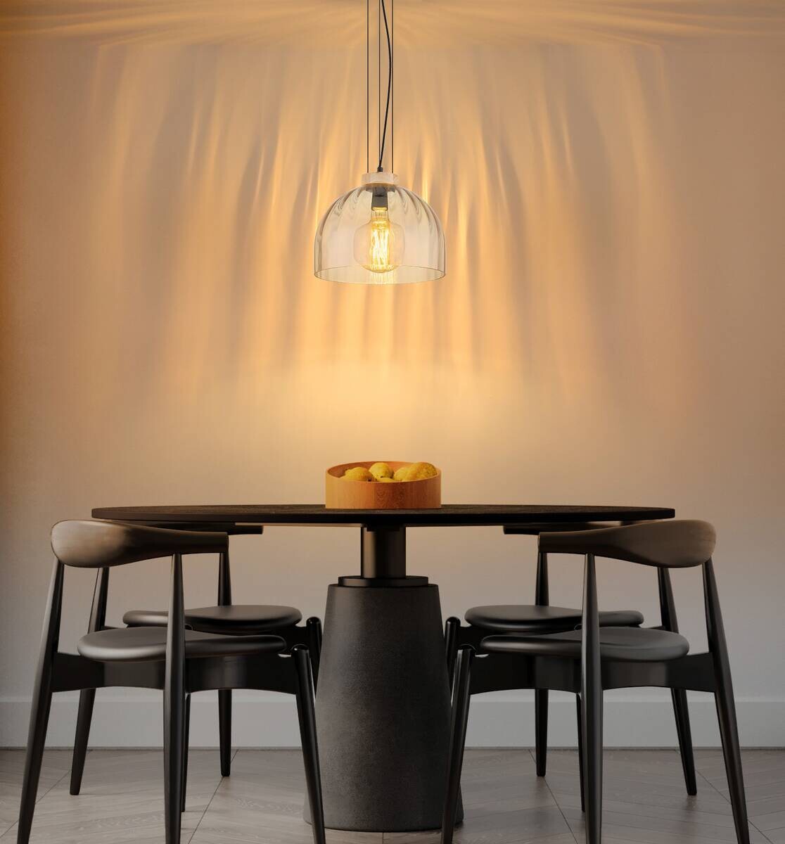 GLOBO Pendelleuchte amber schwarz Glas Metall H/D: ca. 120x30 cm E27 1 Brennstellen